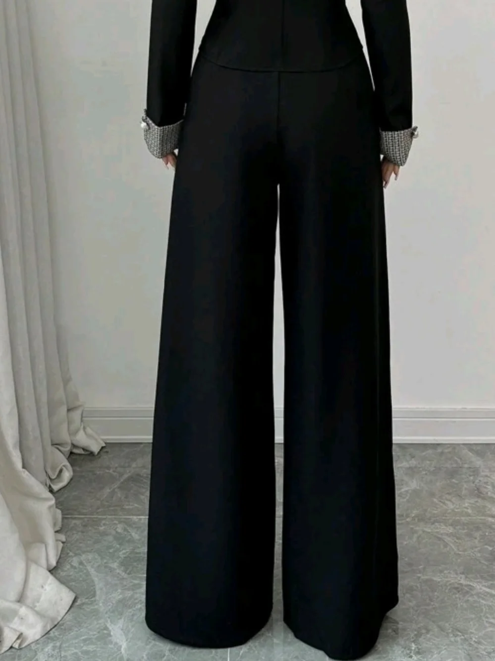 SHEIN Black Wide Leg Office Pants - Picture 4 of 5